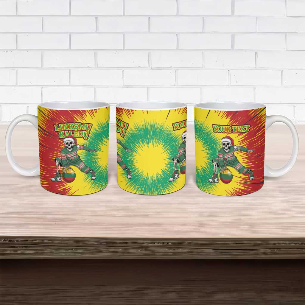 Lithuania Christmas Tie Dye Ceramic Mug Skeleton Basketball Slam Dunk Santa Hat - Wonder Print Shop