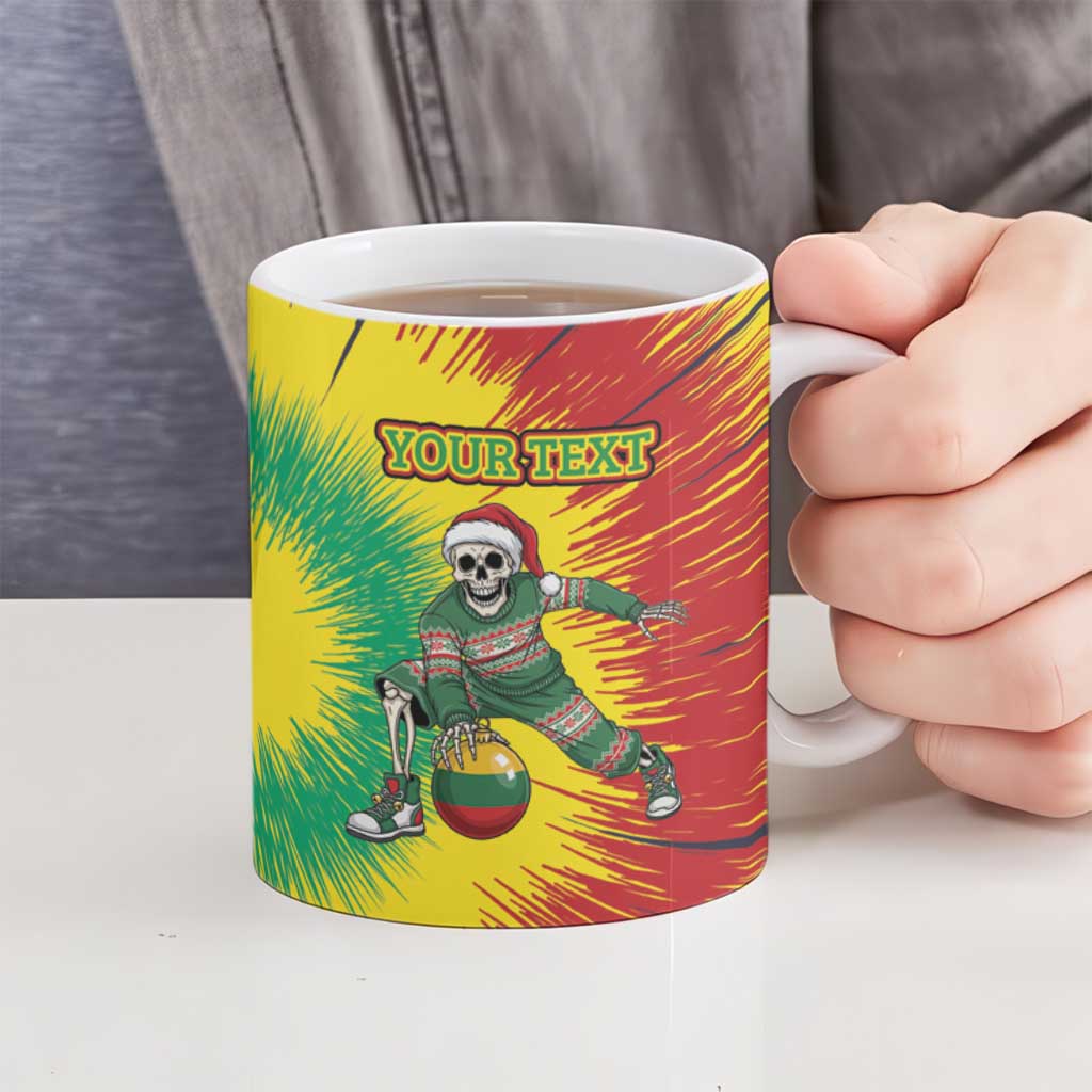 Lithuania Christmas Tie Dye Ceramic Mug Skeleton Basketball Slam Dunk Santa Hat - Wonder Print Shop