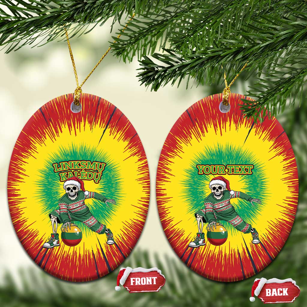 Lithuania Christmas Tie Dye Ceramic Ornament Skeleton Basketball Slam Dunk Santa Hat - Wonder Print Shop