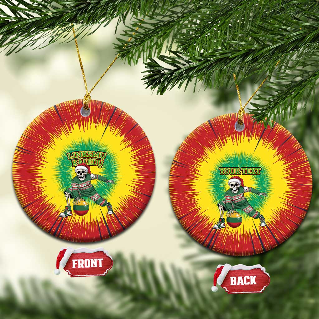 Lithuania Christmas Tie Dye Ceramic Ornament Skeleton Basketball Slam Dunk Santa Hat - Wonder Print Shop