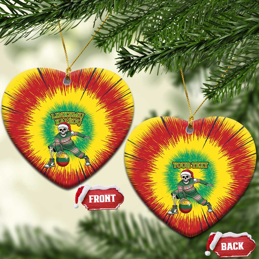 Lithuania Christmas Tie Dye Ceramic Ornament Skeleton Basketball Slam Dunk Santa Hat - Wonder Print Shop