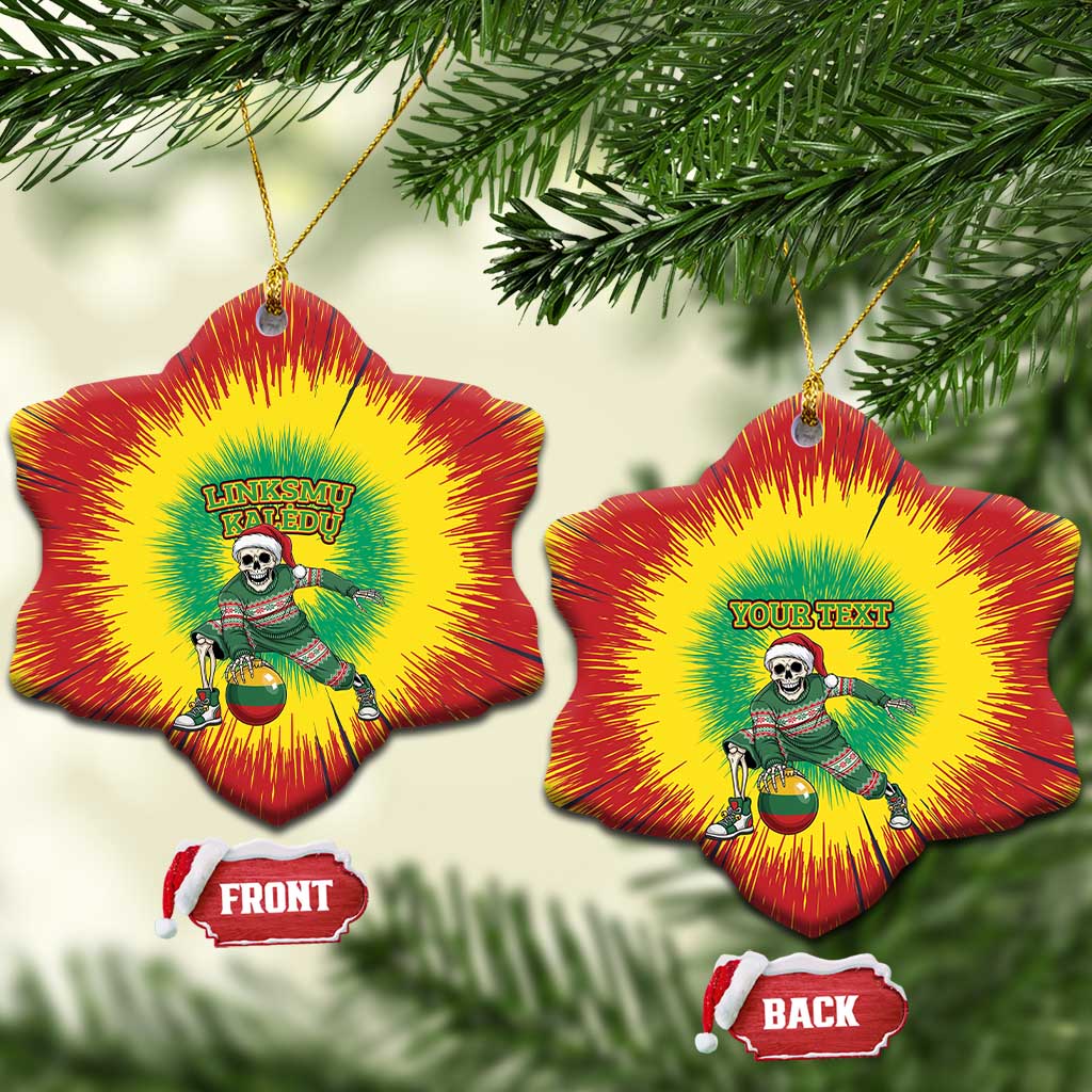 Lithuania Christmas Tie Dye Ceramic Ornament Skeleton Basketball Slam Dunk Santa Hat - Wonder Print Shop