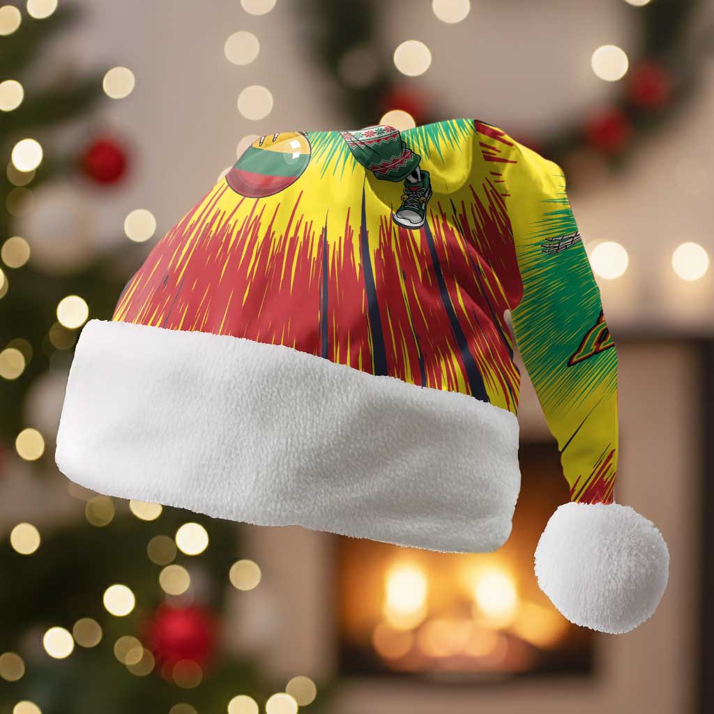 Personalized Lithuania Christmas Tie Dye Christmas Santa Hat Skeleton Basketball Slam Dunk Santa Hat - Wonder Print Shop