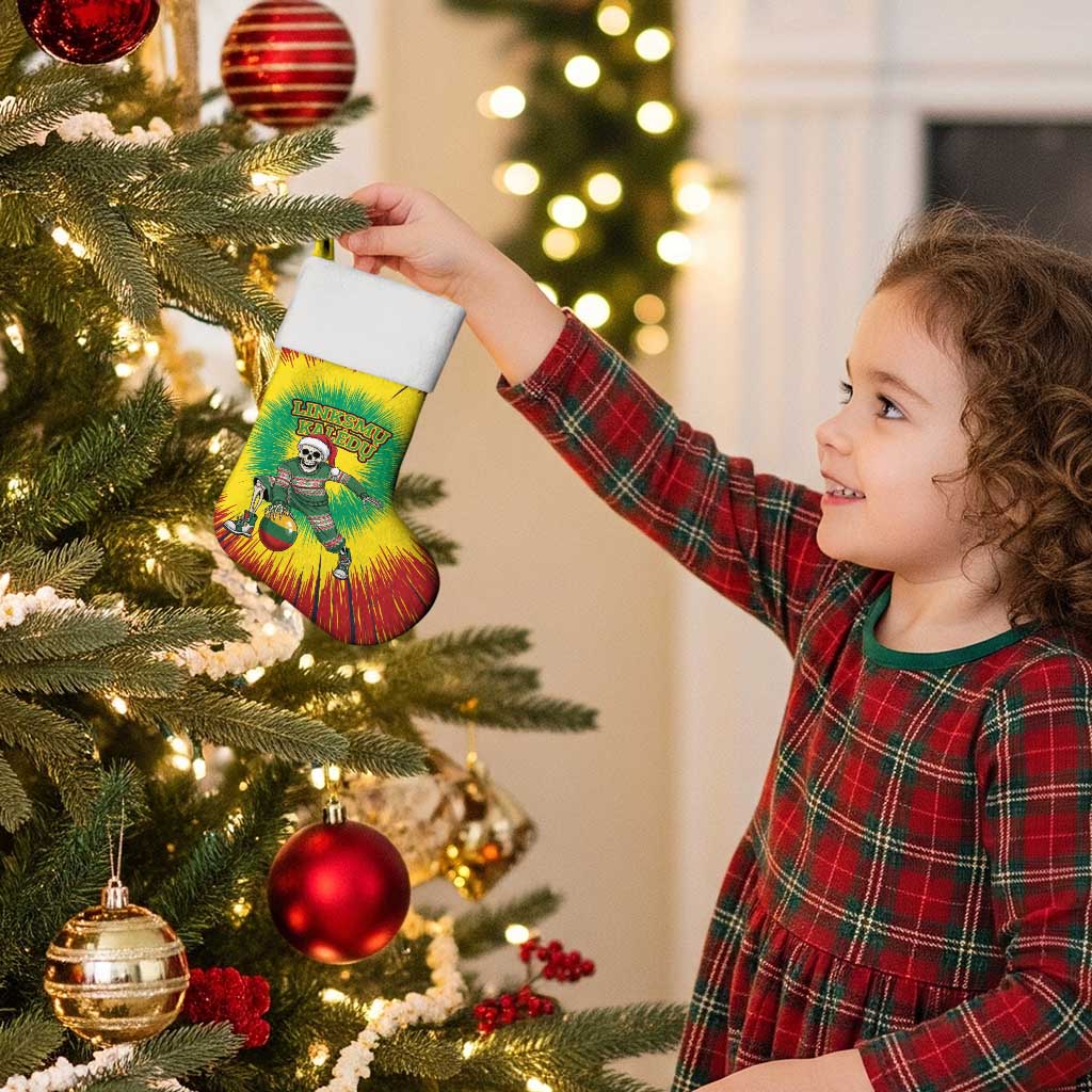 Personalized Lithuania Christmas Tie Dye Christmas Stocking Skeleton Basketball Slam Dunk Santa Hat - Wonder Print Shop