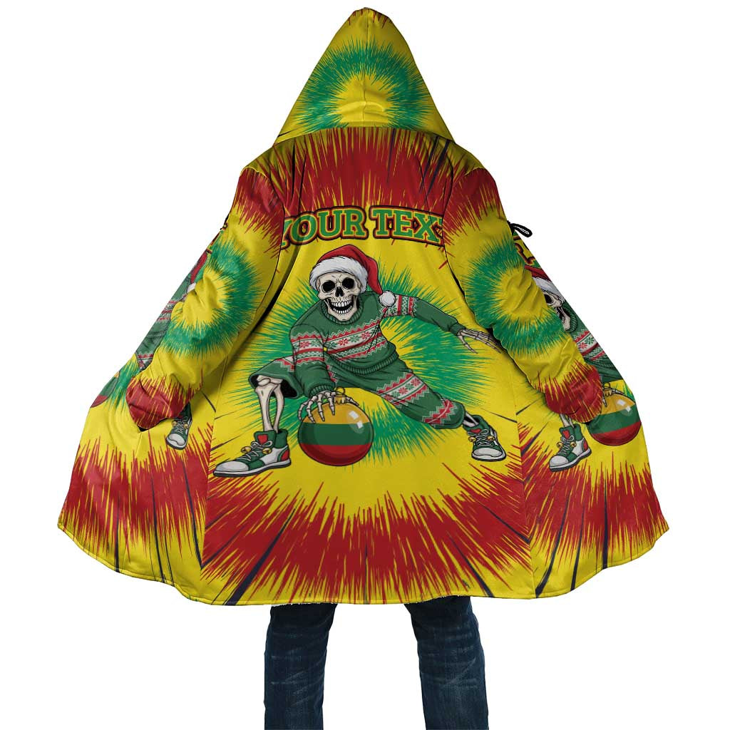 Personalized Lithuania Christmas Tie Dye Cloak Skeleton Basketball Slam Dunk Santa Hat LT19