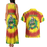 Personalized Lithuania Christmas Tie Dye Couples Matching Tank Maxi Dress and Hawaiian Shirt Skeleton Basketball Slam Dunk Santa Hat LT19