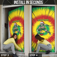 Lithuania Christmas Tie Dye Door Cover Skeleton Basketball Slam Dunk Santa Hat - Wonder Print Shop