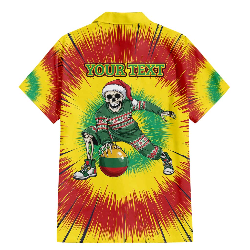 Personalized Lithuania Christmas Tie Dye Family Matching Mermaid Dress and Hawaiian Shirt Skeleton Basketball Slam Dunk Santa Hat LT19