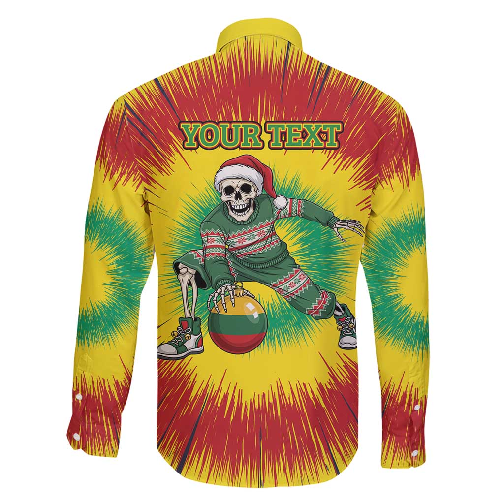 Personalized Lithuania Christmas Tie Dye Family Matching Mermaid Dress and Hawaiian Shirt Skeleton Basketball Slam Dunk Santa Hat LT19