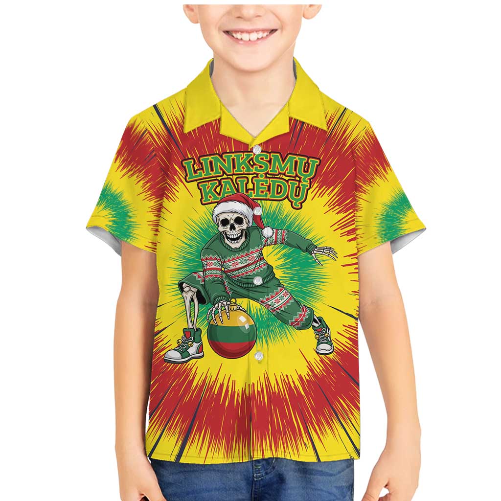 Personalized Lithuania Christmas Tie Dye Family Matching Mermaid Dress and Hawaiian Shirt Skeleton Basketball Slam Dunk Santa Hat LT19