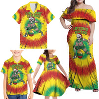 Personalized Lithuania Christmas Tie Dye Family Matching Off Shoulder Maxi Dress and Hawaiian Shirt Skeleton Basketball Slam Dunk Santa Hat LT19