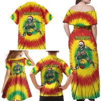 Personalized Lithuania Christmas Tie Dye Family Matching Off Shoulder Maxi Dress and Hawaiian Shirt Skeleton Basketball Slam Dunk Santa Hat LT19