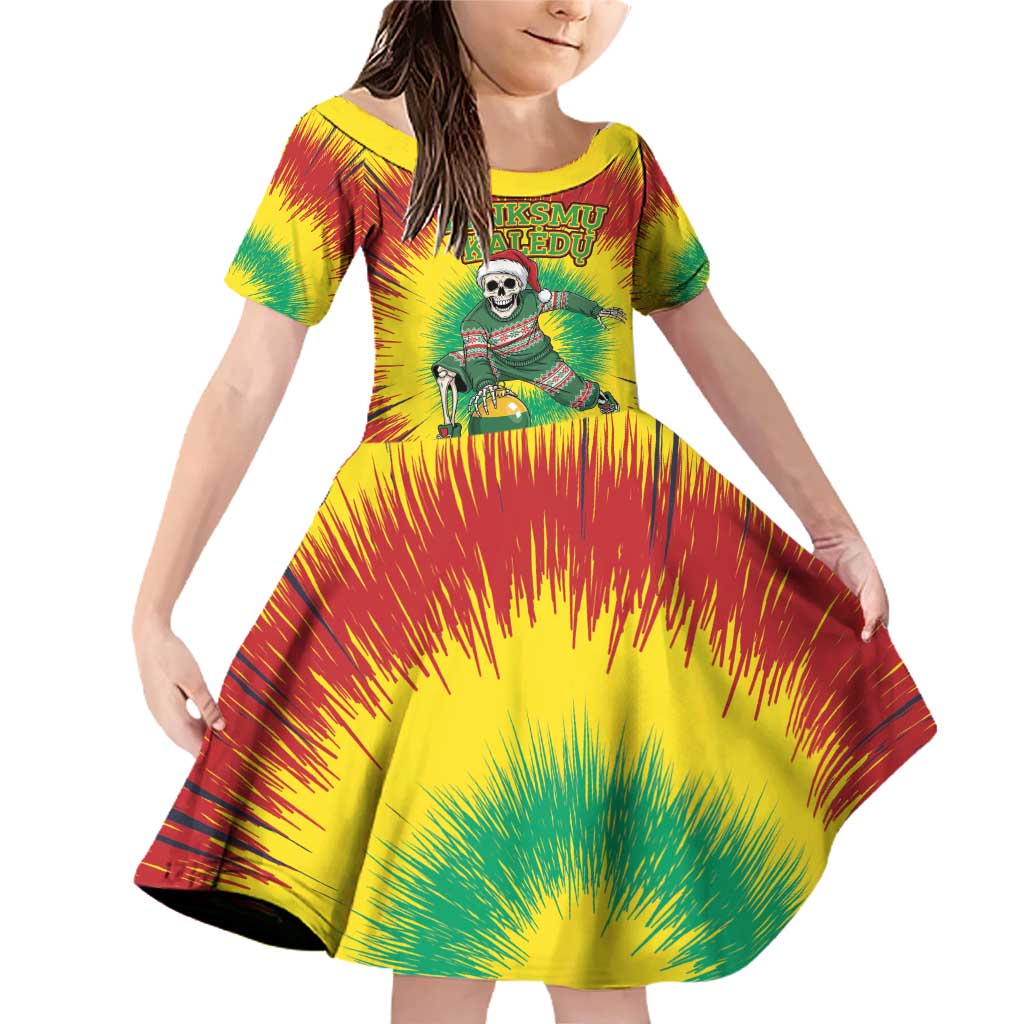 Personalized Lithuania Christmas Tie Dye Family Matching Off Shoulder Short Dress and Hawaiian Shirt Skeleton Basketball Slam Dunk Santa Hat LT19