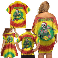 Personalized Lithuania Christmas Tie Dye Family Matching Off Shoulder Short Dress and Hawaiian Shirt Skeleton Basketball Slam Dunk Santa Hat LT19