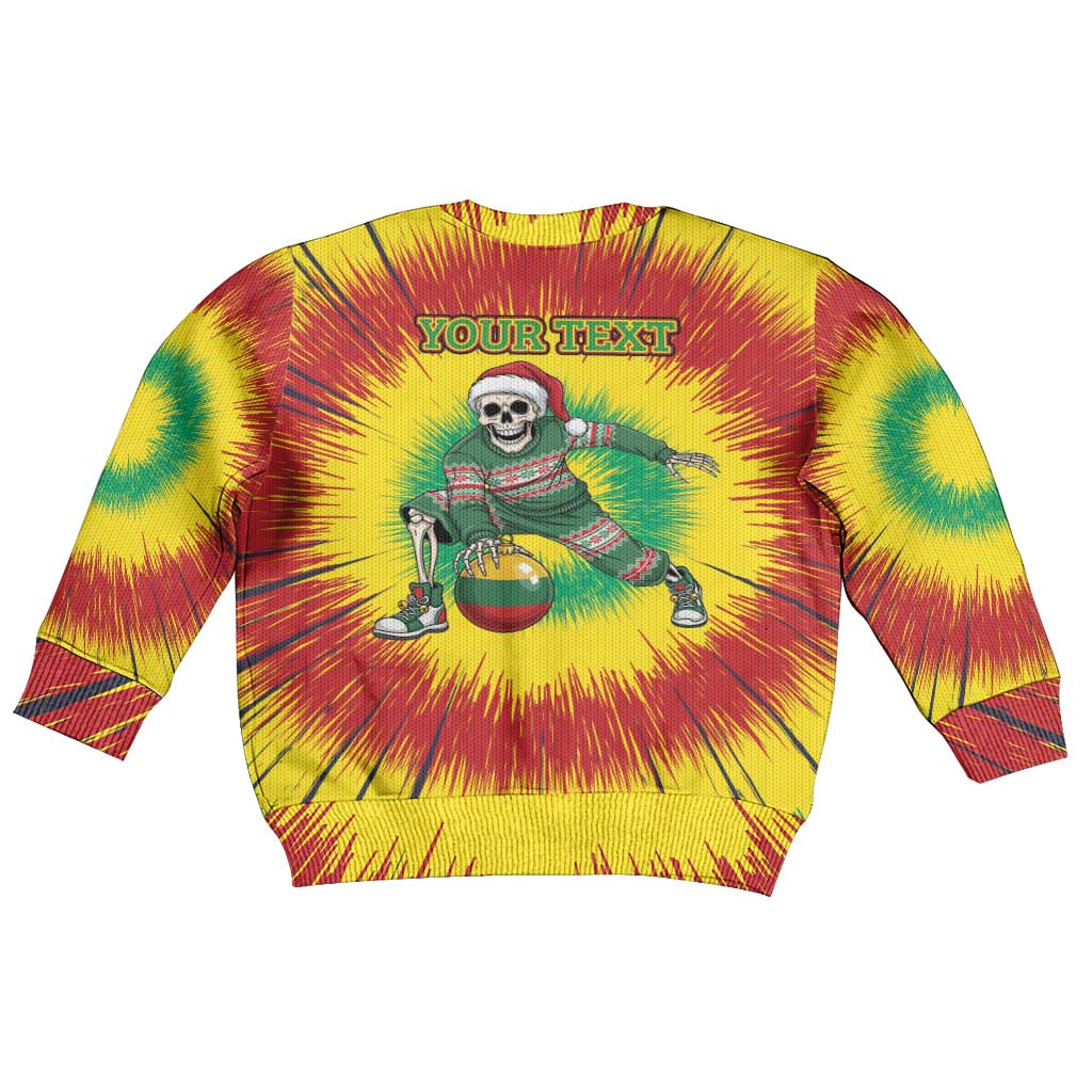 Lithuania Christmas Tie Dye Kid Ugly Christmas Sweater Skeleton Basketball Slam Dunk Santa Hat - Wonder Print Shop