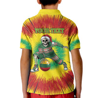 Personalized Lithuania Christmas Tie Dye Kid Polo Shirt Skeleton Basketball Slam Dunk Santa Hat LT19