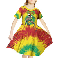 Personalized Lithuania Christmas Tie Dye Kid Short Sleeve Dress Skeleton Basketball Slam Dunk Santa Hat LT19