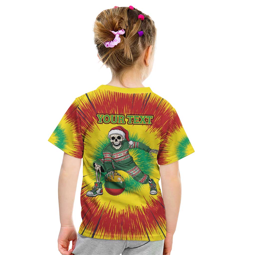 Personalized Lithuania Christmas Tie Dye Kid T Shirt Skeleton Basketball Slam Dunk Santa Hat LT19