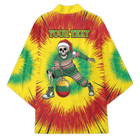 Personalized Lithuania Christmas Tie Dye Kimono Skeleton Basketball Slam Dunk Santa Hat LT19