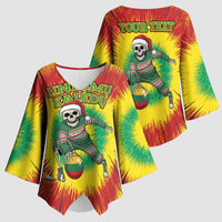Personalized Lithuania Christmas Tie Dye Kimono Sleeve Blouse Skeleton Basketball Slam Dunk Santa Hat LT19