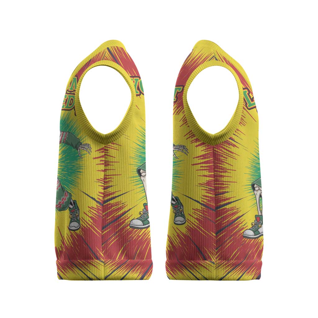 Personalized Lithuania Christmas Tie Dye Christmas Knitted V-Neck Vest Skeleton Basketball Slam Dunk Santa Hat - Wonder Print Shop