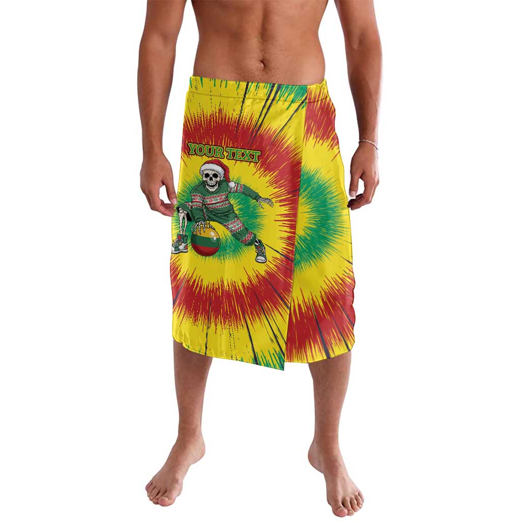 Personalized Lithuania Christmas Tie Dye Lavalava Skeleton Basketball Slam Dunk Santa Hat LT19
