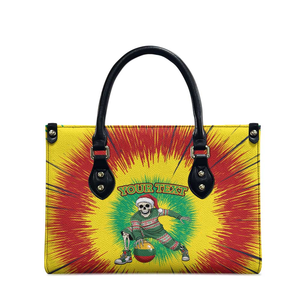 Lithuania Christmas Tie Dye Leather Bag Skeleton Basketball Slam Dunk Santa Hat - Wonder Print Shop