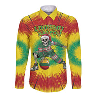Personalized Lithuania Christmas Tie Dye Long Sleeve Button Shirt Skeleton Basketball Slam Dunk Santa Hat LT19