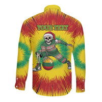 Personalized Lithuania Christmas Tie Dye Long Sleeve Button Shirt Skeleton Basketball Slam Dunk Santa Hat LT19