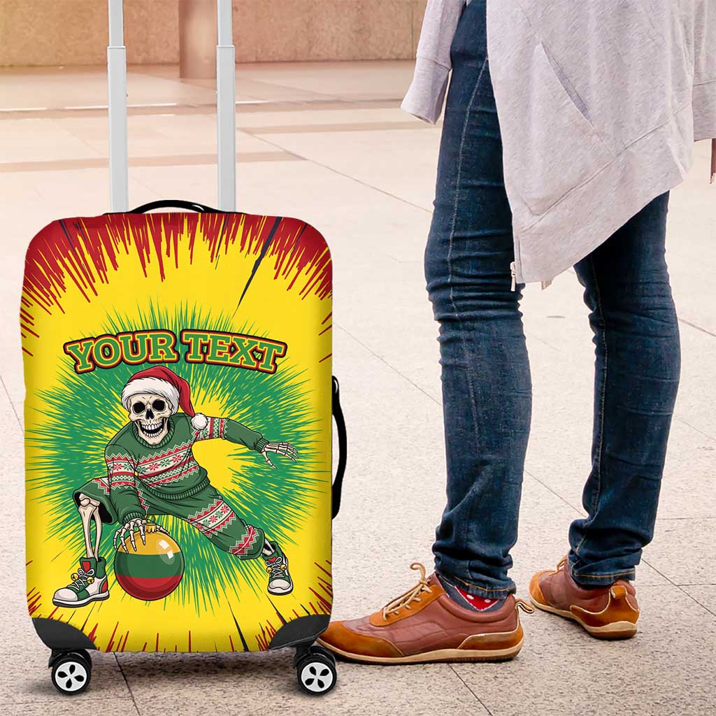 Lithuania Christmas Tie Dye Luggage Cover Skeleton Basketball Slam Dunk Santa Hat - Wonder Print Shop