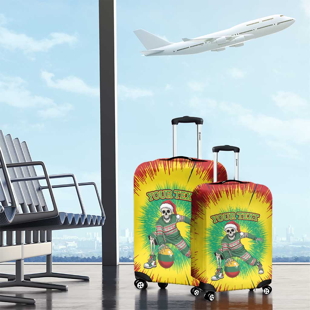 Lithuania Christmas Tie Dye Luggage Cover Skeleton Basketball Slam Dunk Santa Hat - Wonder Print Shop