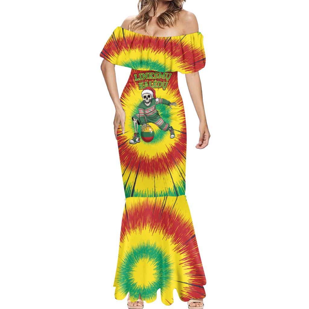Personalized Lithuania Christmas Tie Dye Mermaid Dress Skeleton Basketball Slam Dunk Santa Hat LT19