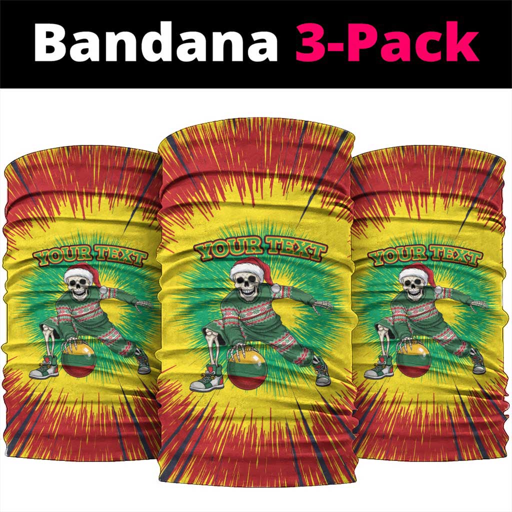 Lithuania Christmas Tie Dye Neck Gaiter Skeleton Basketball Slam Dunk Santa Hat - Wonder Print Shop