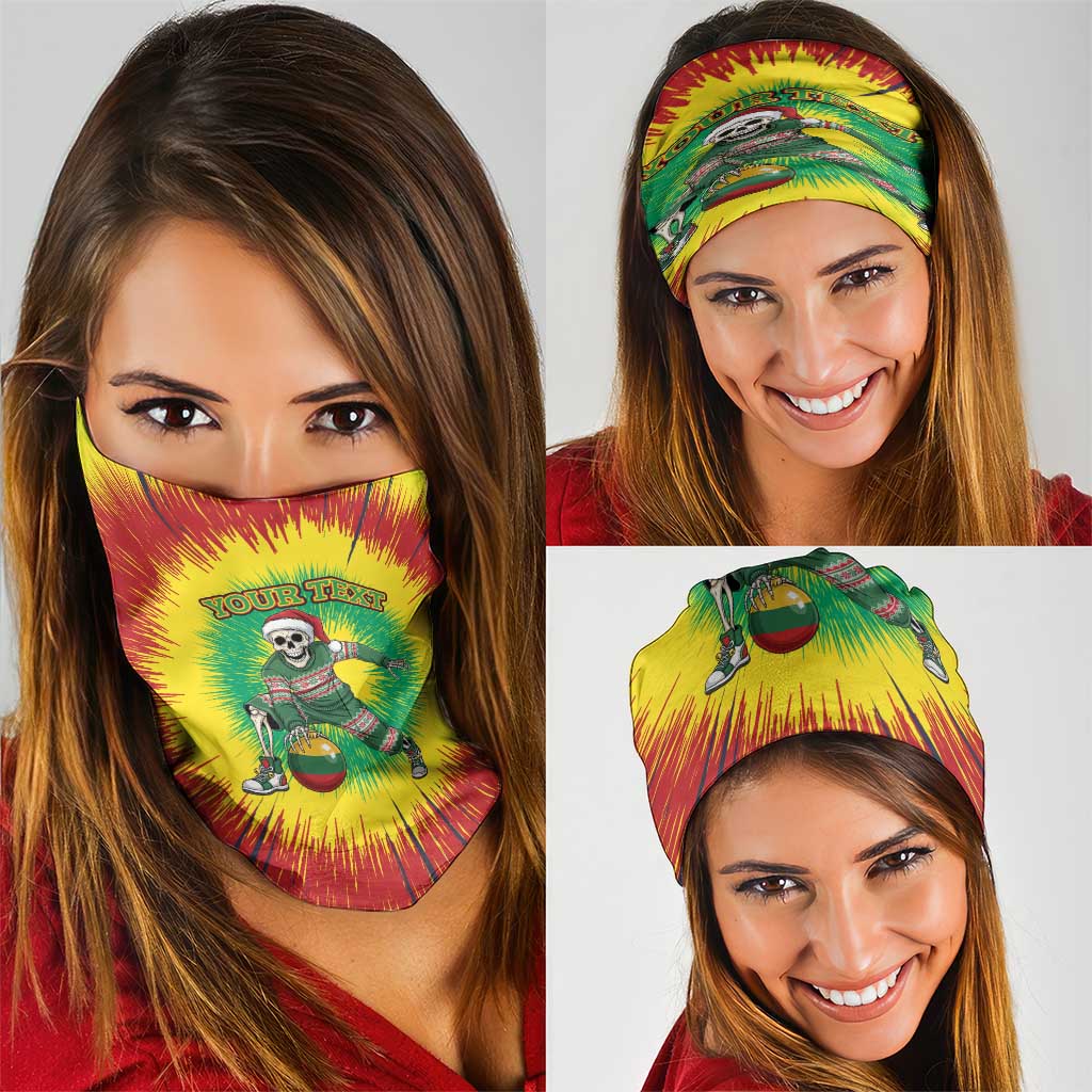 Lithuania Christmas Tie Dye Neck Gaiter Skeleton Basketball Slam Dunk Santa Hat - Wonder Print Shop