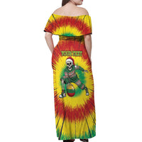 Personalized Lithuania Christmas Tie Dye Off Shoulder Maxi Dress Skeleton Basketball Slam Dunk Santa Hat LT19