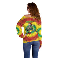 Personalized Lithuania Christmas Tie Dye Off Shoulder Sweater Skeleton Basketball Slam Dunk Santa Hat LT19