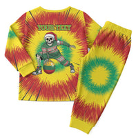 Personalized Lithuania Christmas Tie Dye Christmas Pajama Set Skeleton Basketball Slam Dunk Santa Hat - Wonder Print Shop