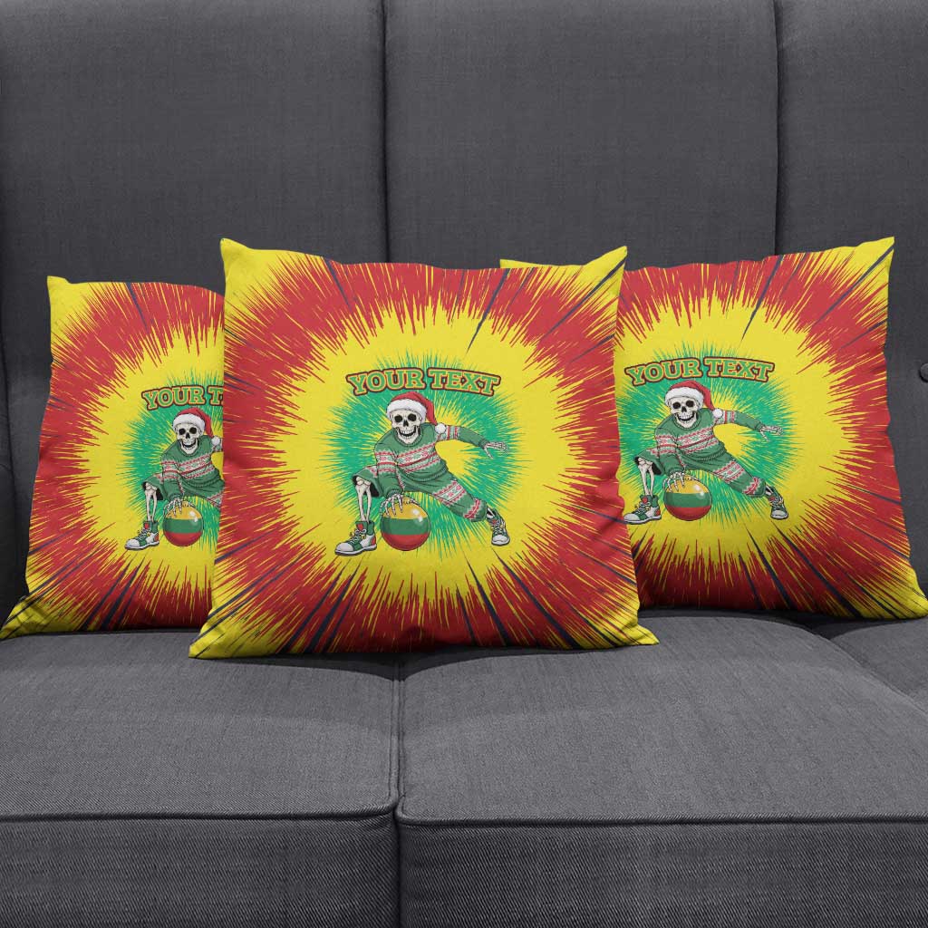Lithuania Christmas Tie Dye Pillow Cover Skeleton Basketball Slam Dunk Santa Hat - Wonder Print Shop