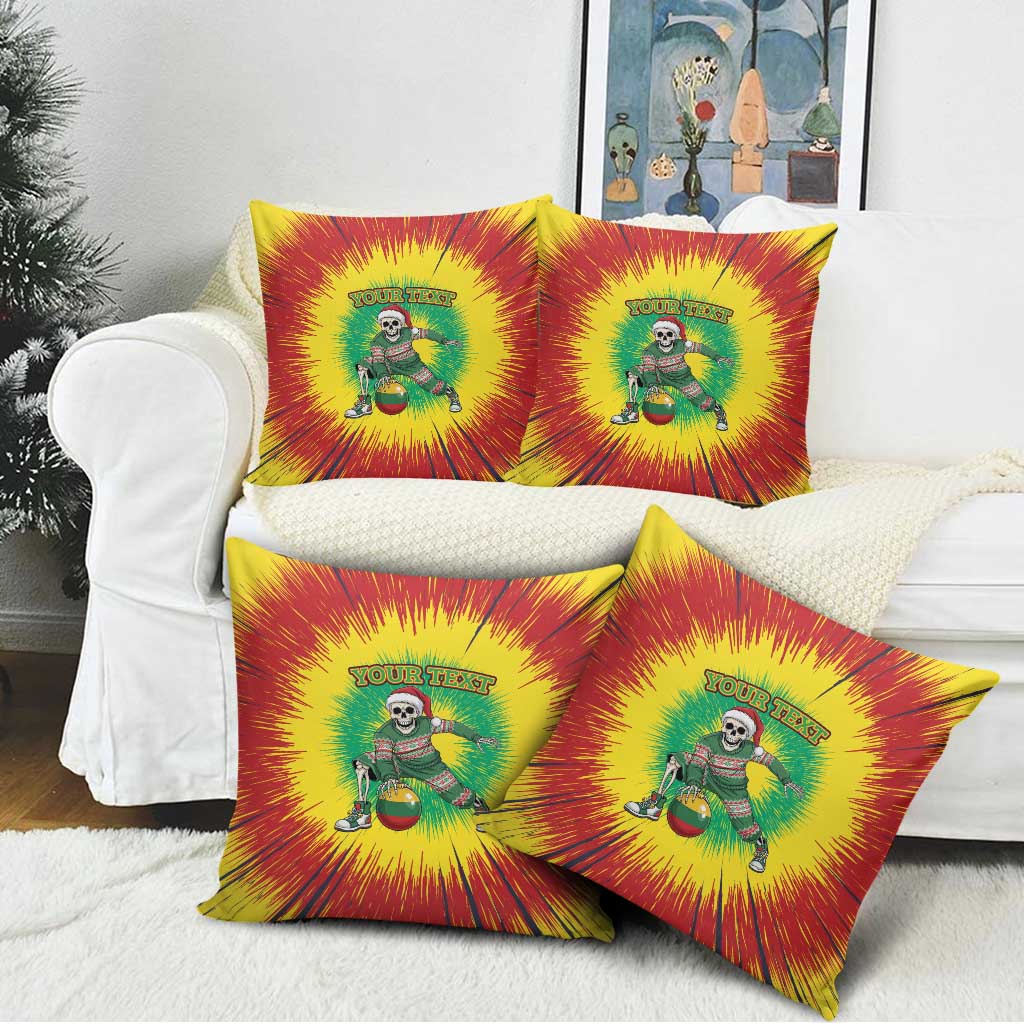 Lithuania Christmas Tie Dye Pillow Cover Skeleton Basketball Slam Dunk Santa Hat - Wonder Print Shop