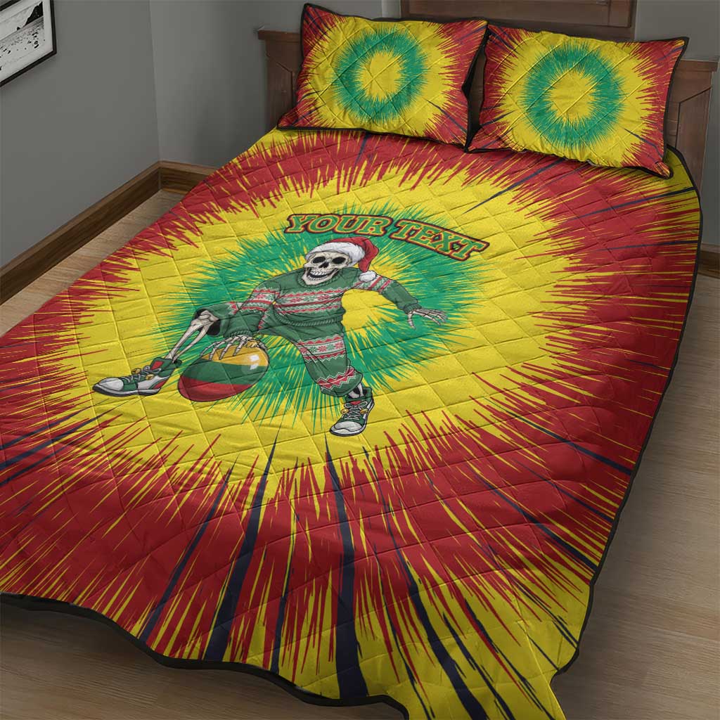 Lithuania Christmas Tie Dye Quilt Bed Set Skeleton Basketball Slam Dunk Santa Hat - Wonder Print Shop