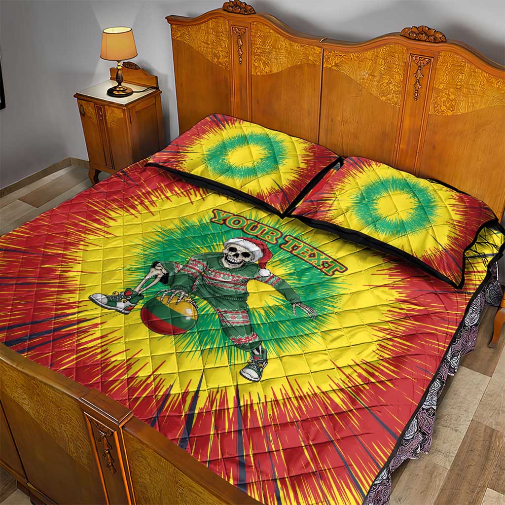 Lithuania Christmas Tie Dye Quilt Bed Set Skeleton Basketball Slam Dunk Santa Hat - Wonder Print Shop