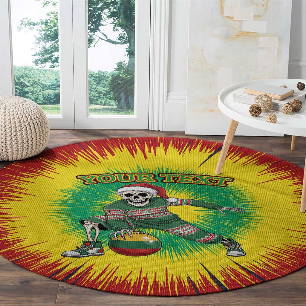 Lithuania Christmas Tie Dye Round Carpet Skeleton Basketball Slam Dunk Santa Hat - Wonder Print Shop