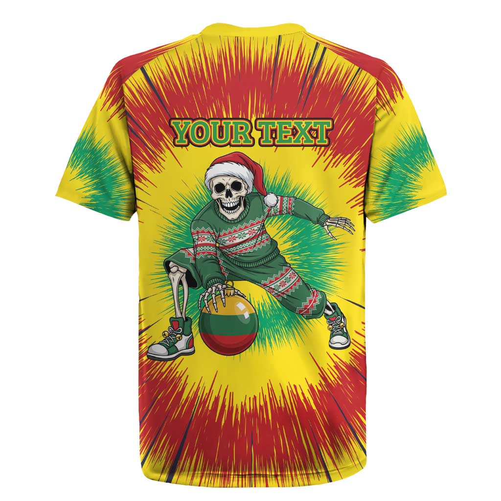 Personalized Lithuania Christmas Tie Dye Rugby Jersey Skeleton Basketball Slam Dunk Santa Hat LT19