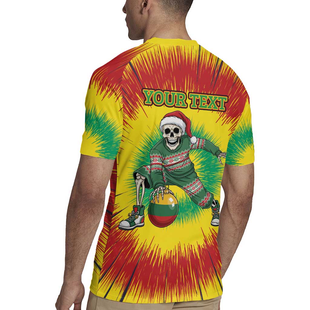 Personalized Lithuania Christmas Tie Dye Rugby Jersey Skeleton Basketball Slam Dunk Santa Hat LT19