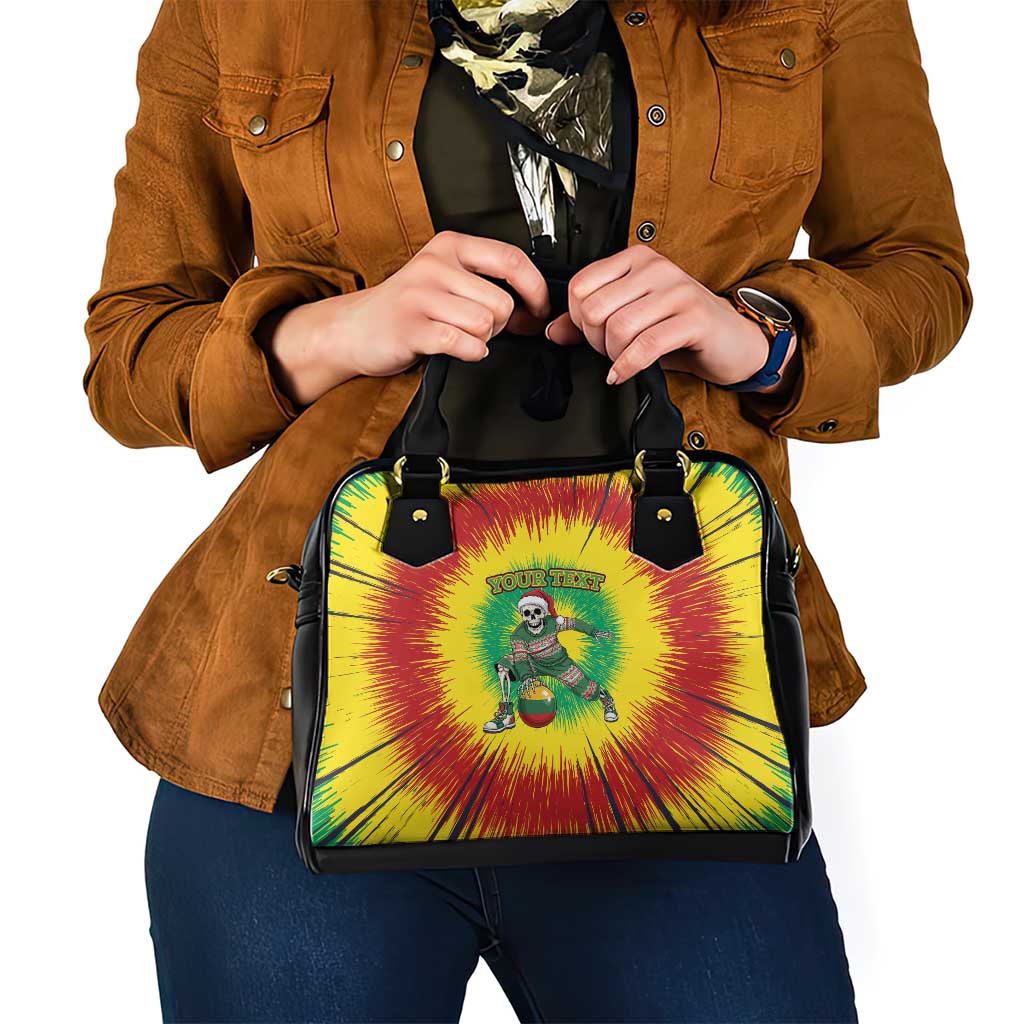 Lithuania Christmas Tie Dye Shoulder Handbag Skeleton Basketball Slam Dunk Santa Hat - Wonder Print Shop