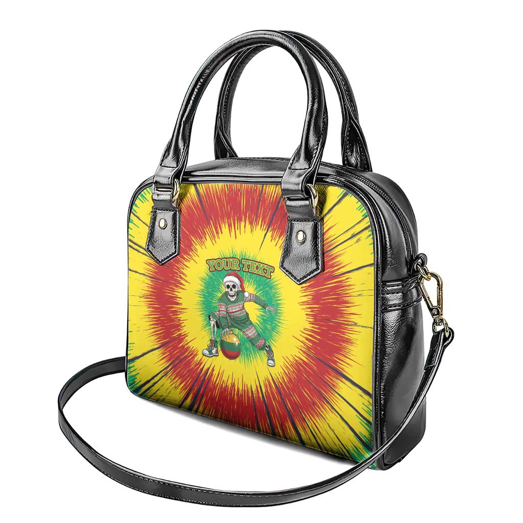Lithuania Christmas Tie Dye Shoulder Handbag Skeleton Basketball Slam Dunk Santa Hat - Wonder Print Shop