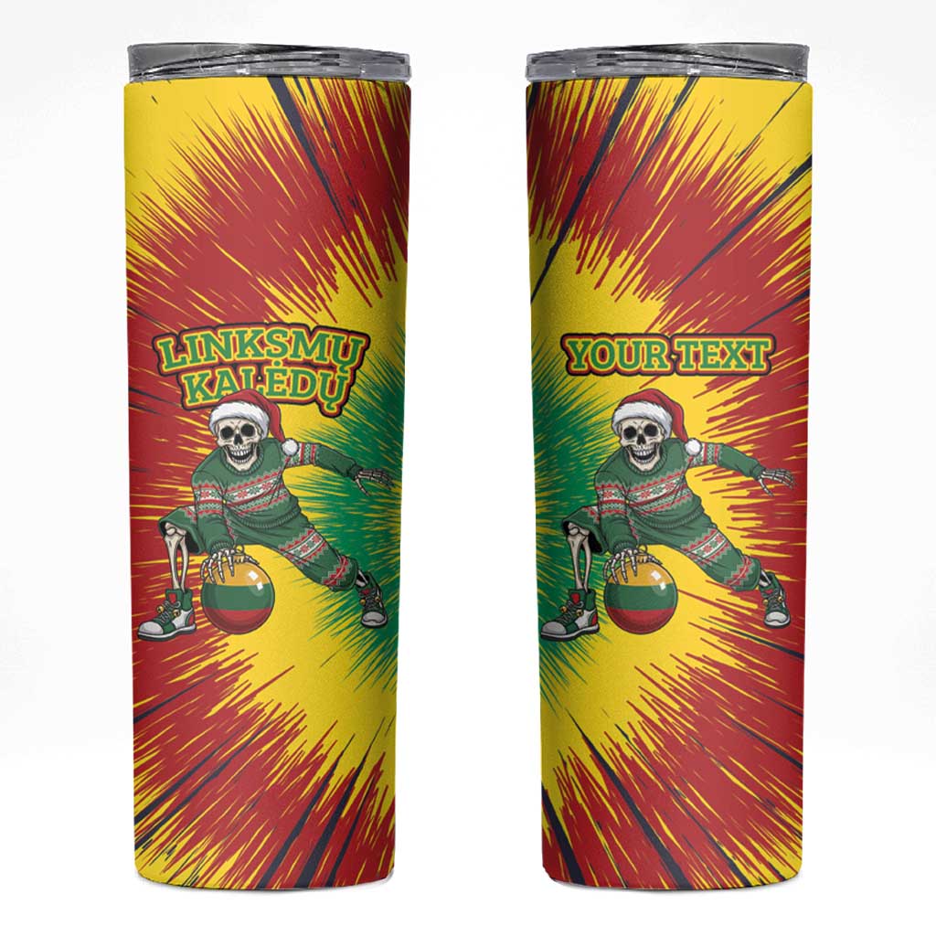 Lithuania Christmas Tie Dye Skinny Tumbler Skeleton Basketball Slam Dunk Santa Hat - Wonder Print Shop