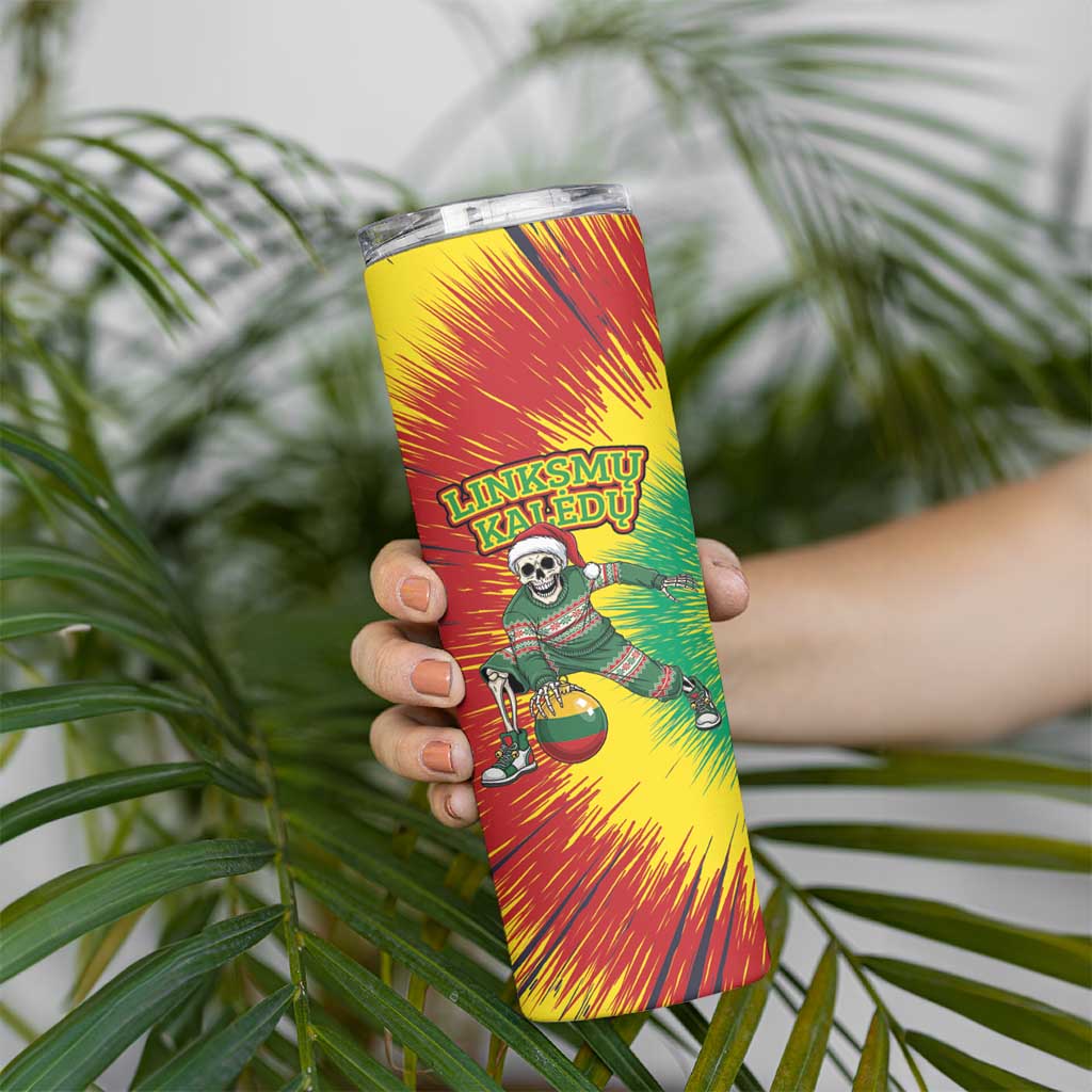 Lithuania Christmas Tie Dye Skinny Tumbler Skeleton Basketball Slam Dunk Santa Hat - Wonder Print Shop