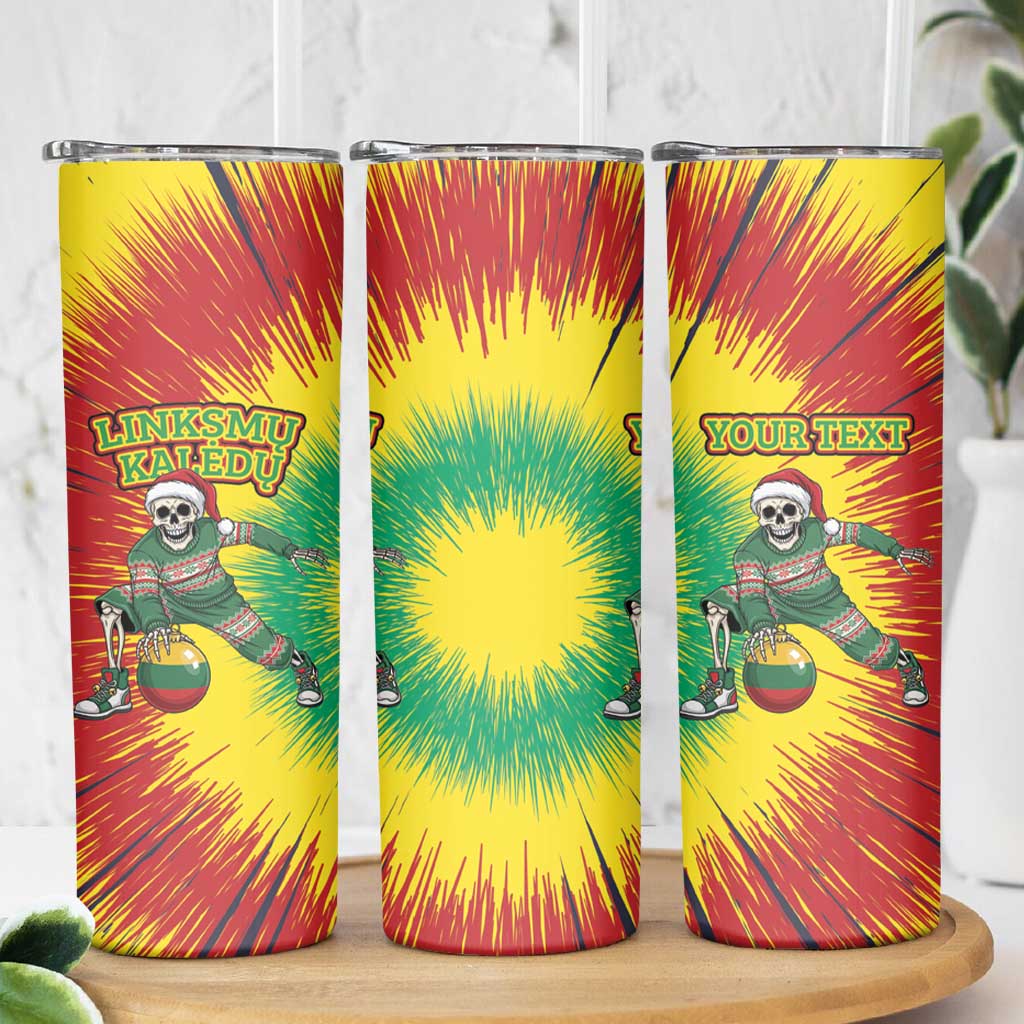 Lithuania Christmas Tie Dye Skinny Tumbler Skeleton Basketball Slam Dunk Santa Hat - Wonder Print Shop