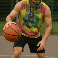 Personalized Lithuania Christmas Tie Dye Sleeveless Hoodie Skeleton Basketball Slam Dunk Santa Hat LT19